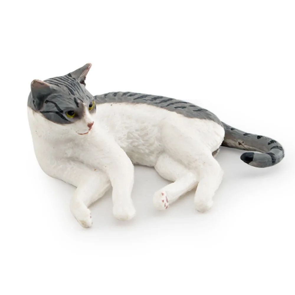 Cute Realistic Lying Cat Figurine Mini Simulation Pet Ornament For Desk Car Decor 12