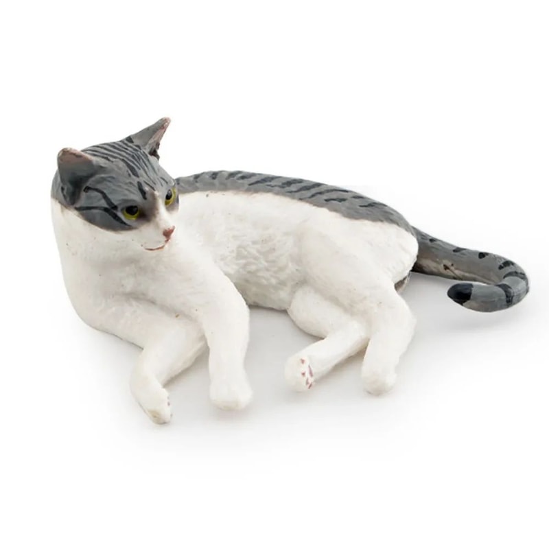 Cute Realistic Lying Cat Figurine Mini Simulation Pet Ornament For Desk Car Decor 12