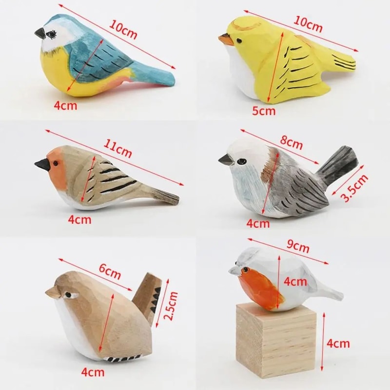 Handmade Wooden Bird Figurine Nordic Style HandCarved Basswood Bird Decor Gift 3