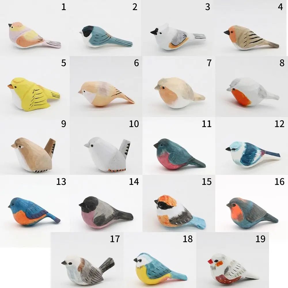 Handmade Wooden Bird Figurine Nordic Style HandCarved Basswood Bird Decor Gift 0