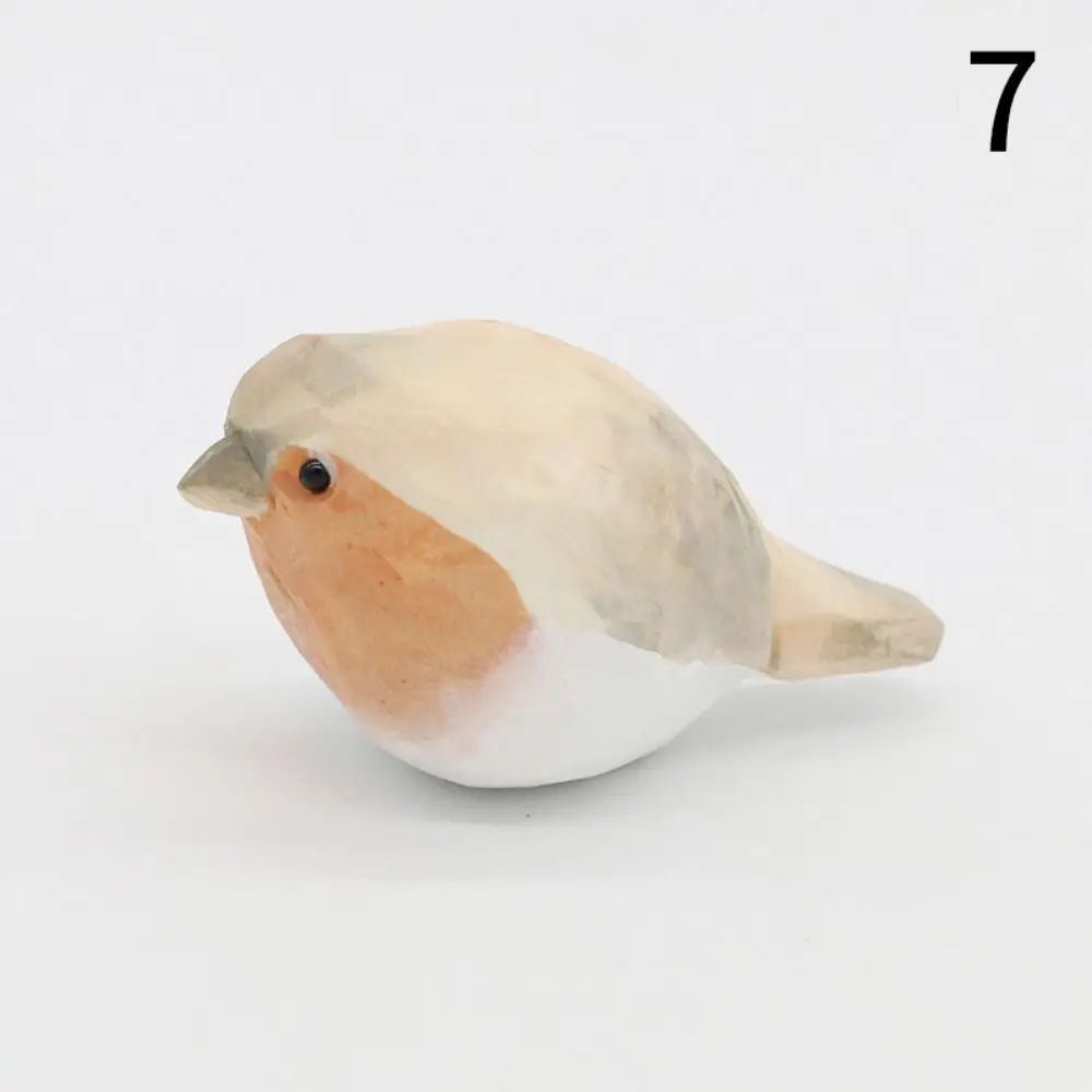 Handmade Wooden Bird Figurine Nordic Style HandCarved Basswood Bird Decor Gift 12