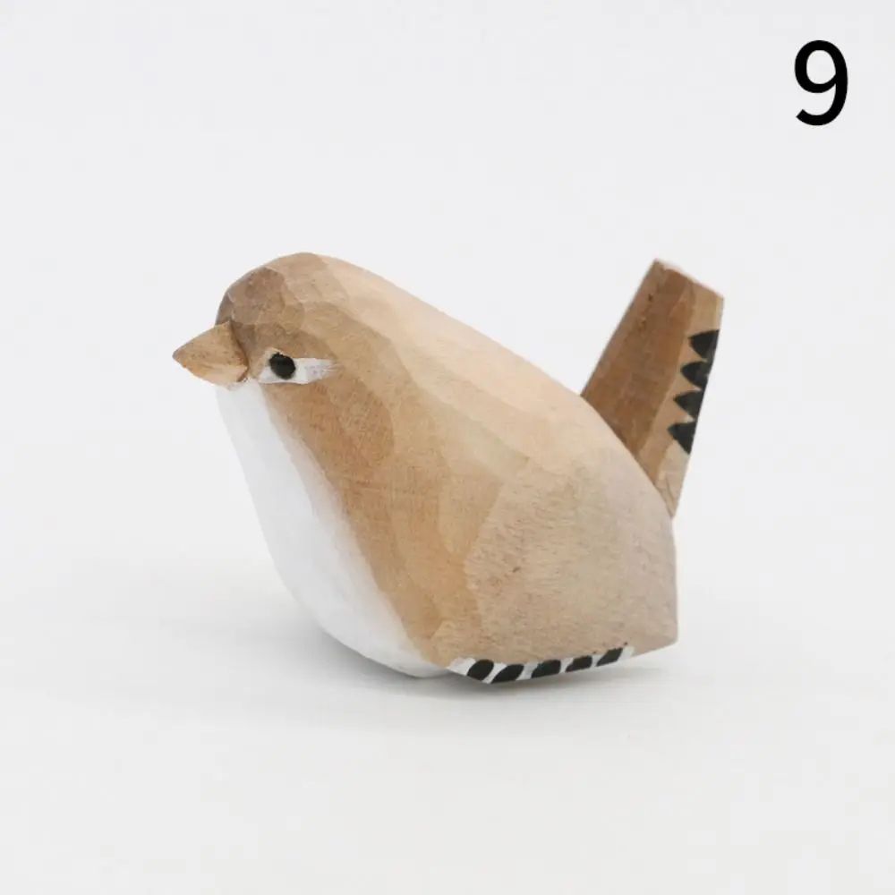 Handmade Wooden Bird Figurine Nordic Style HandCarved Basswood Bird Decor Gift 14