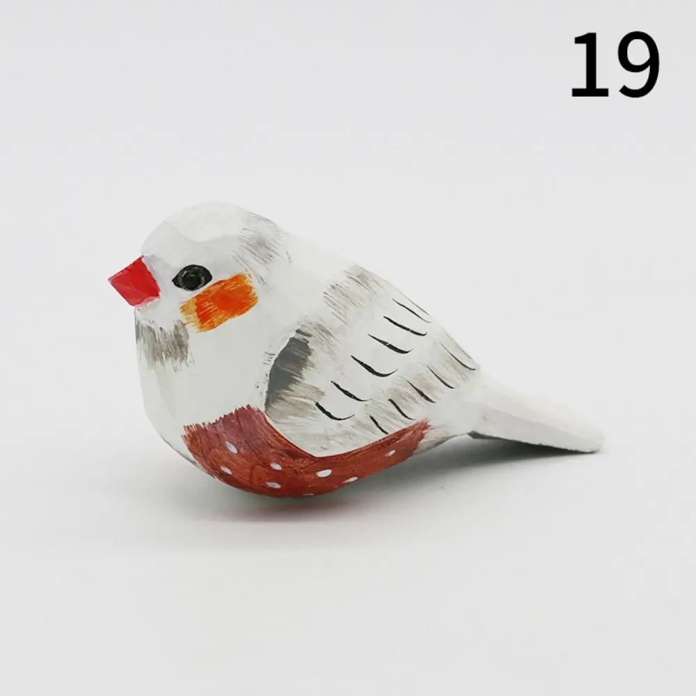 Handmade Wooden Bird Figurine Nordic Style HandCarved Basswood Bird Decor Gift 24