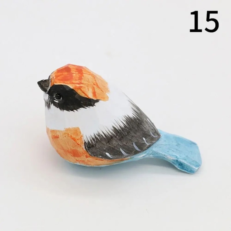 Handmade Wooden Bird Figurine Nordic Style HandCarved Basswood Bird Decor Gift 20