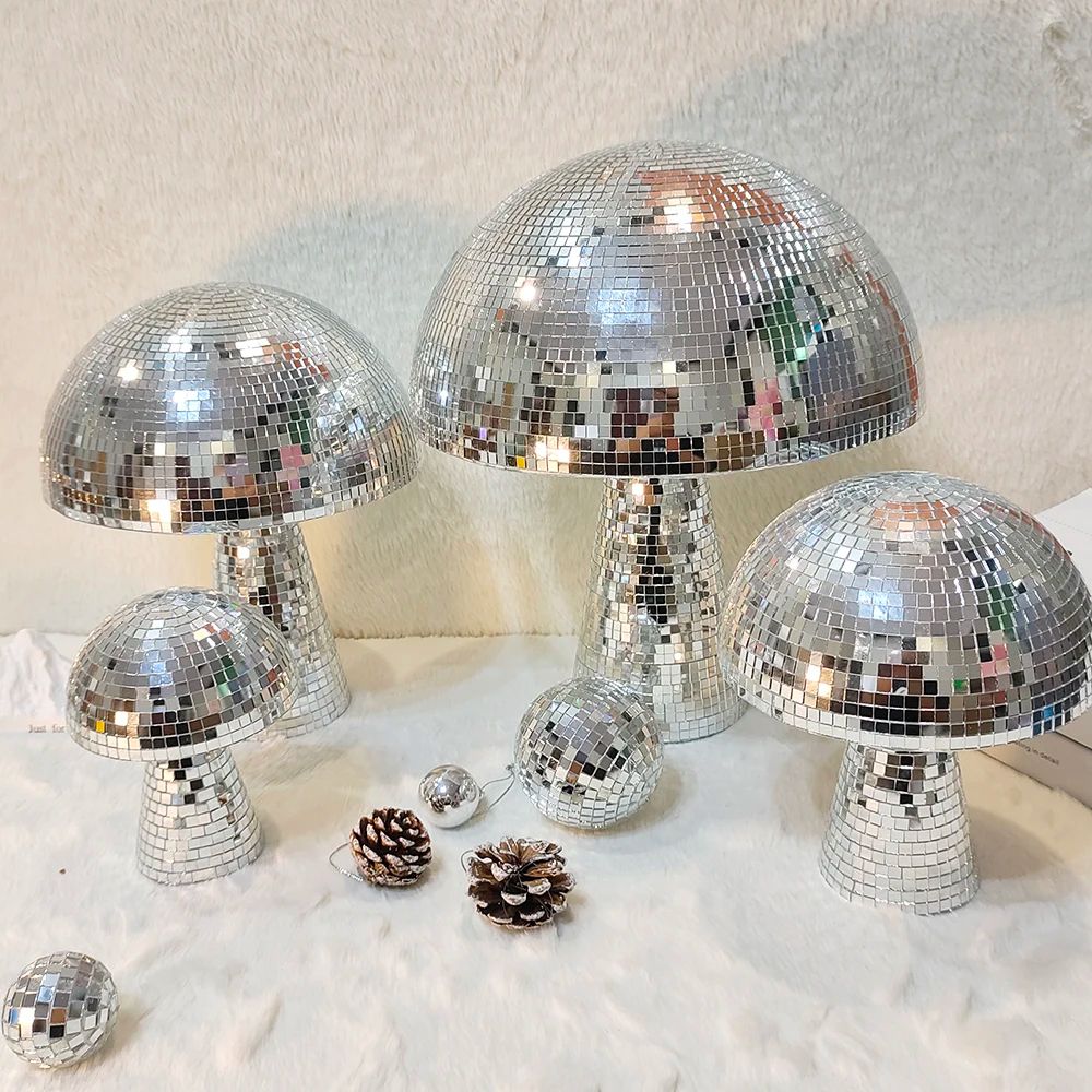 Mushroom Disco Ball Mirror Decor Sparkling Reflective Party Centerpiece For Home Events 0