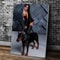 Black Doberman Woman Canvas Wall Art Elegant Calligraphy Portrait Print For Modern Home Decor 9