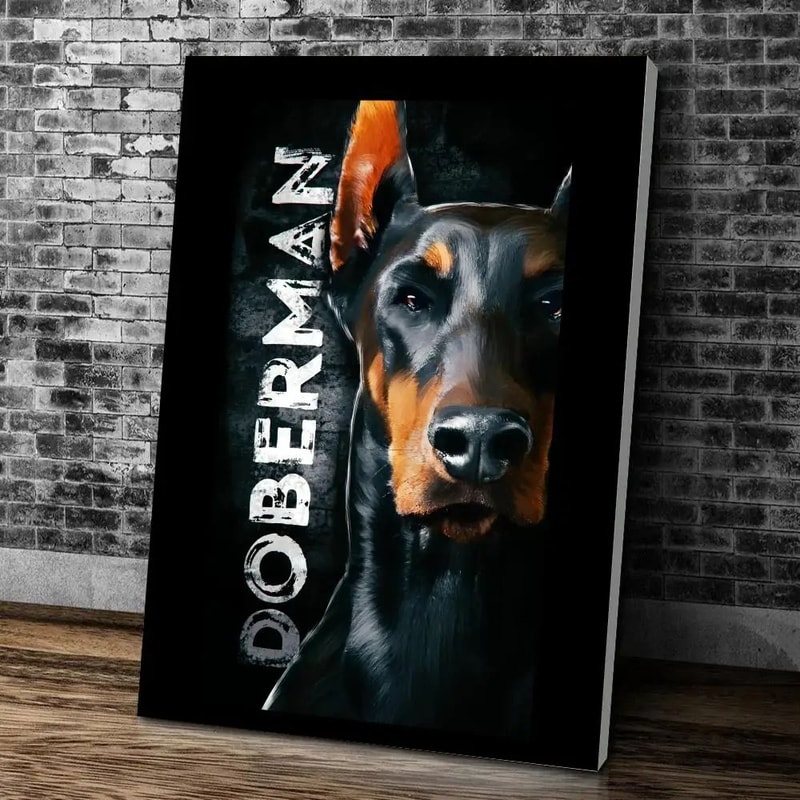 Black Doberman Woman Canvas Wall Art Elegant Calligraphy Portrait Print For Modern Home Decor 11