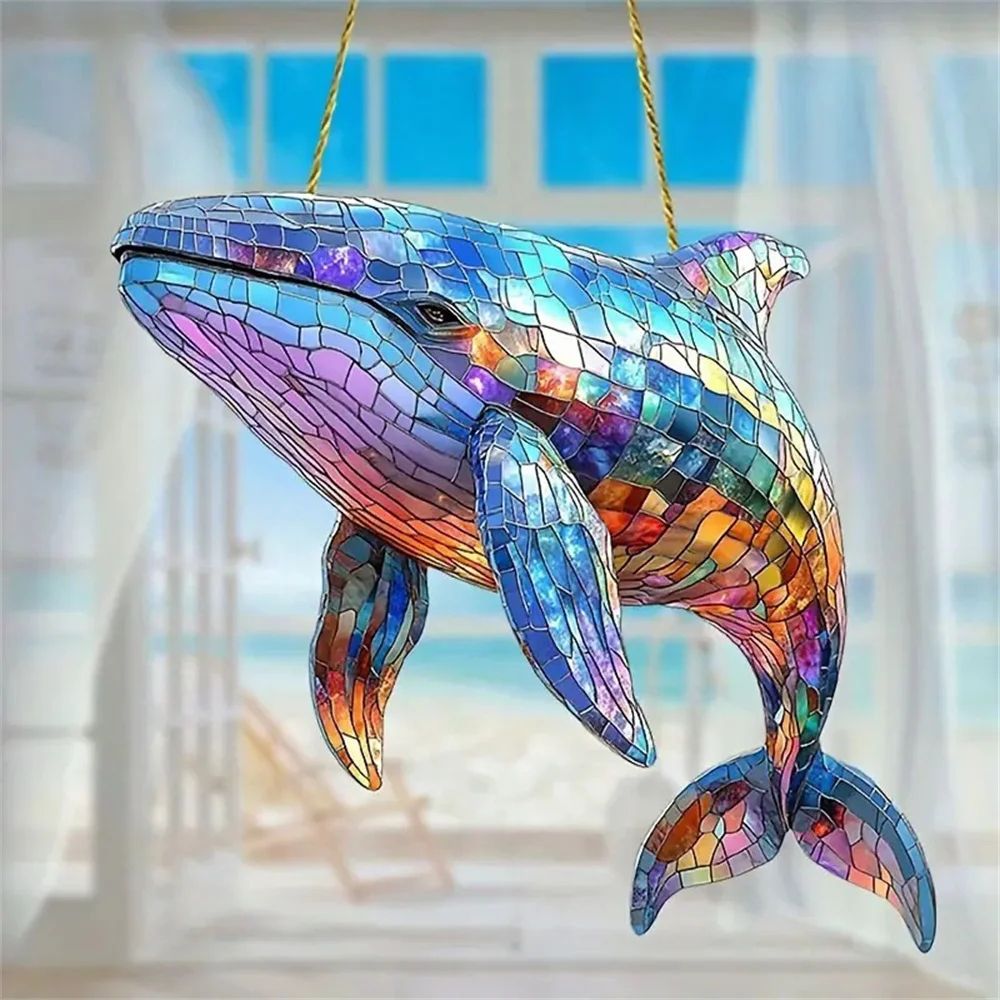 Cute Acrylic Bird Flower Hanging Pendant 2D Flat Cartoon Ornament For Car Window Gift Decor 1