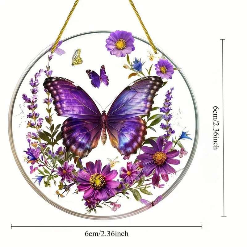 Cute Acrylic Bird Flower Hanging Pendant 2D Flat Cartoon Ornament For Car Window Gift Decor 11
