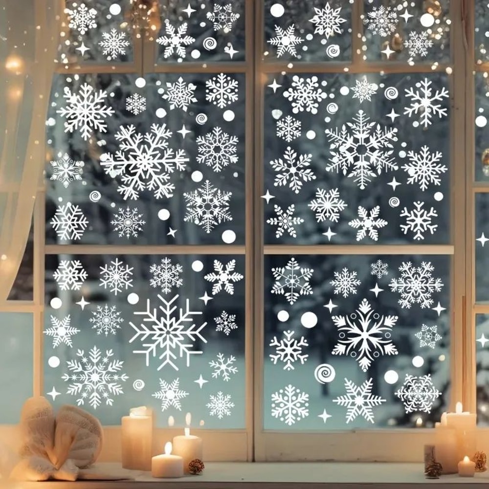 Christmas Snowflake Window Stickers Festive White PVC Glass Decals For Holiday Home Decor 3