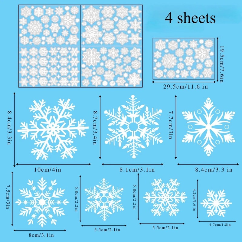 Christmas Snowflake Window Stickers Festive White PVC Glass Decals For Holiday Home Decor 6