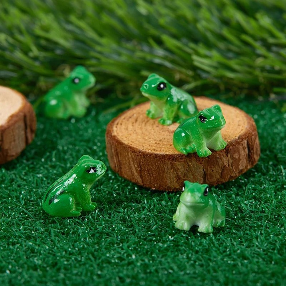 Mini Frog Figurine Set Cute Resin Fairy Garden Decor For Micro Landscape DIY Crafts 0