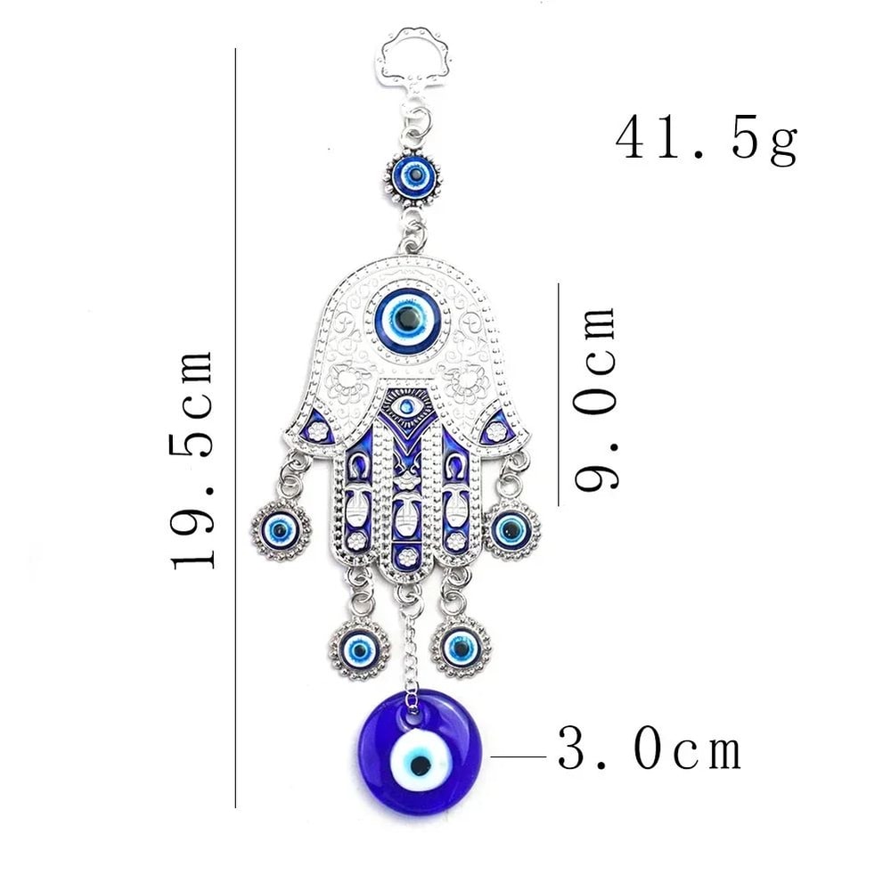 Evil Eye Hamsa Hand Wind Chime Wall Decor Geometric Metal Hanging Ornament For Protection Meditat 5