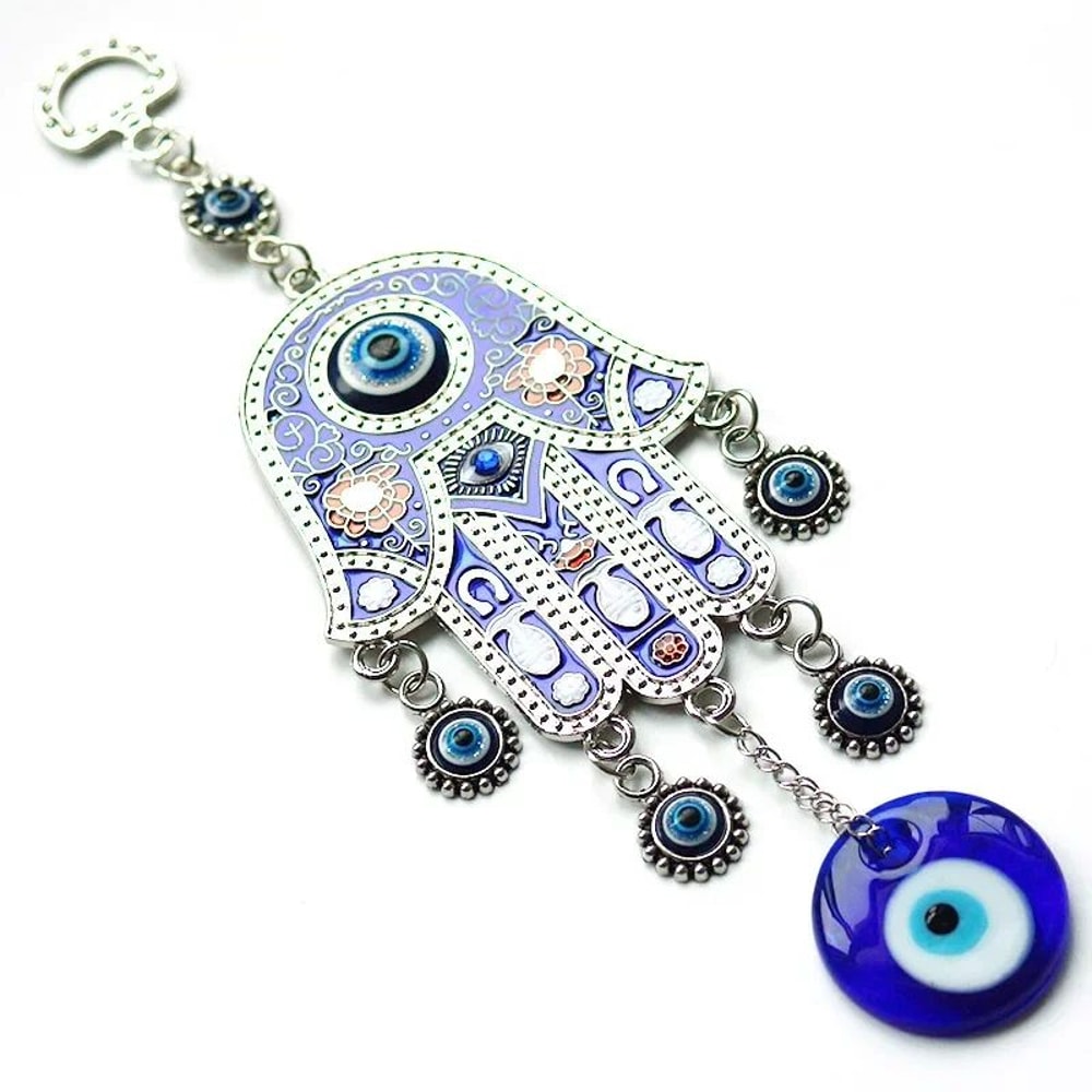Evil Eye Hamsa Hand Wind Chime Wall Decor Geometric Metal Hanging Ornament For Protection Meditat 3