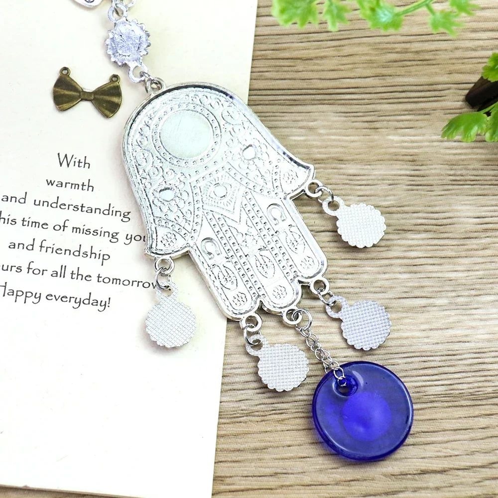 Evil Eye Hamsa Hand Wind Chime Wall Decor Geometric Metal Hanging Ornament For Protection Meditat 4