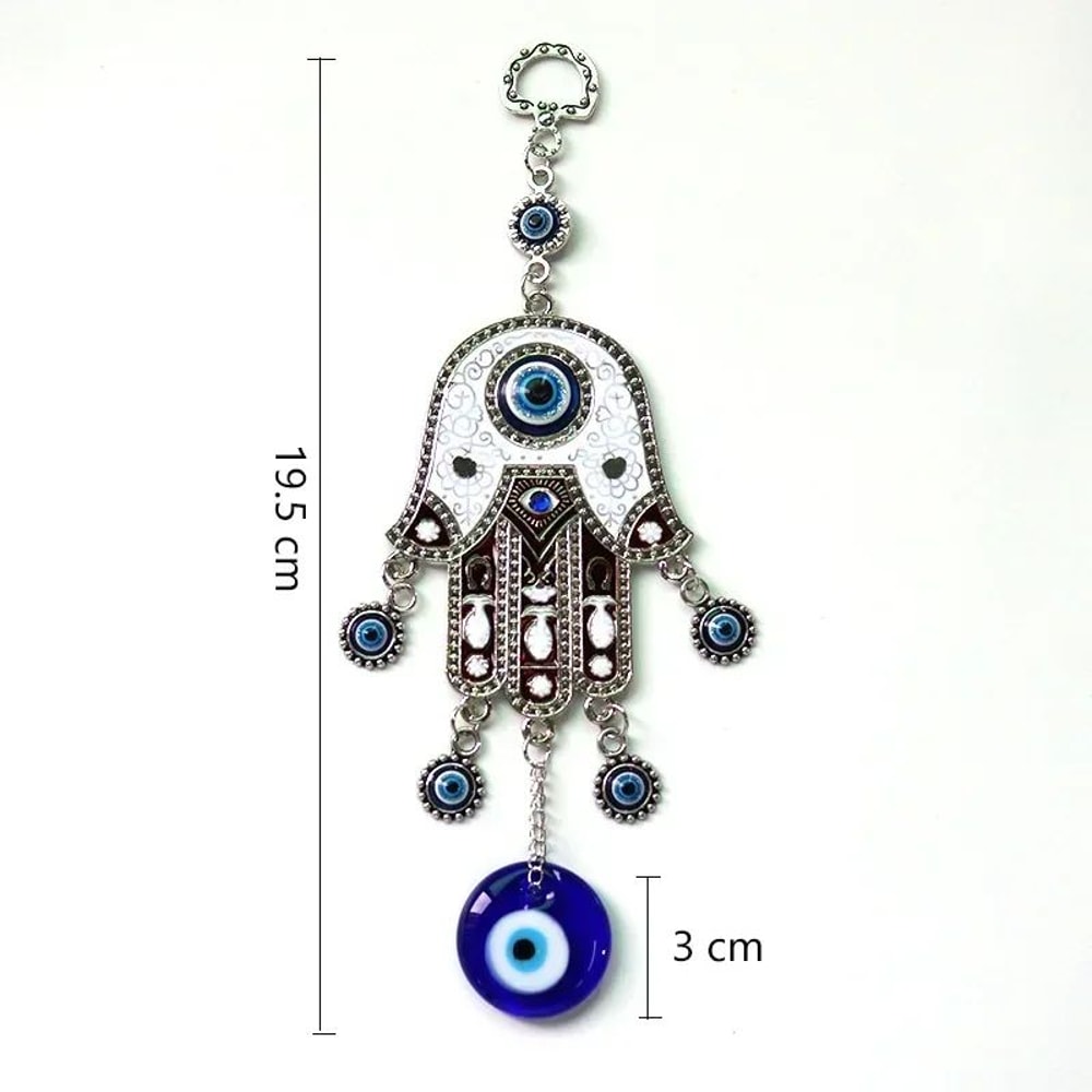 Evil Eye Hamsa Hand Wind Chime Wall Decor Geometric Metal Hanging Ornament For Protection Meditat 6