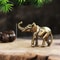 Auspicious Brass Elephant Figurine Mini Copper Elephant Decor For Wealth Good Luck 1