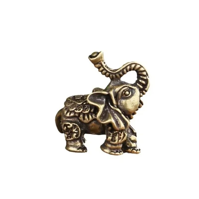 Auspicious Brass Elephant Figurine Mini Copper Elephant Decor For Wealth Good Luck 4