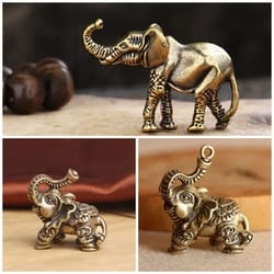 auspicious brass elephant figurine – mini copper elephant decor for wealth & good luck