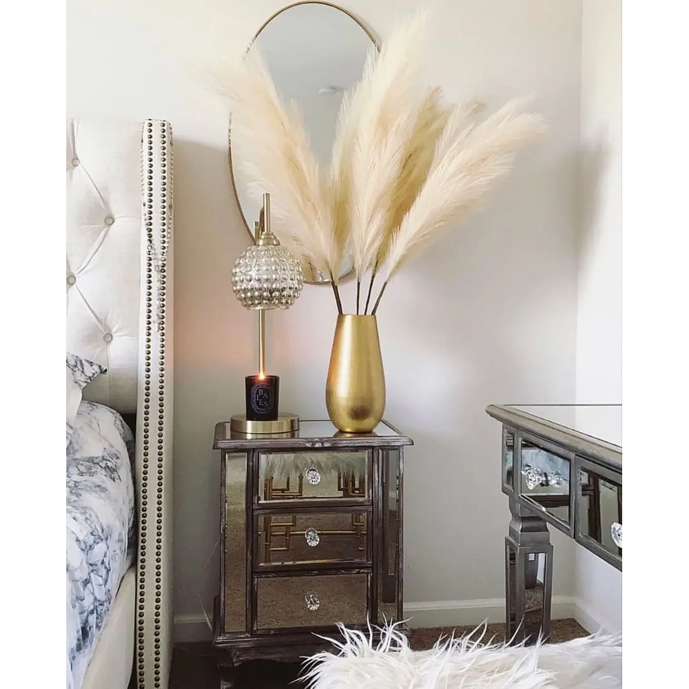 Large Artificial Pampas Grass Decor 47in Tall Fluffy Faux Boho Stems For Elegant Home Styling 1