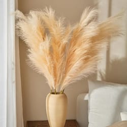 large artificial pampas grass decor – 47in tall fluffy faux boho stems for elegant home styling