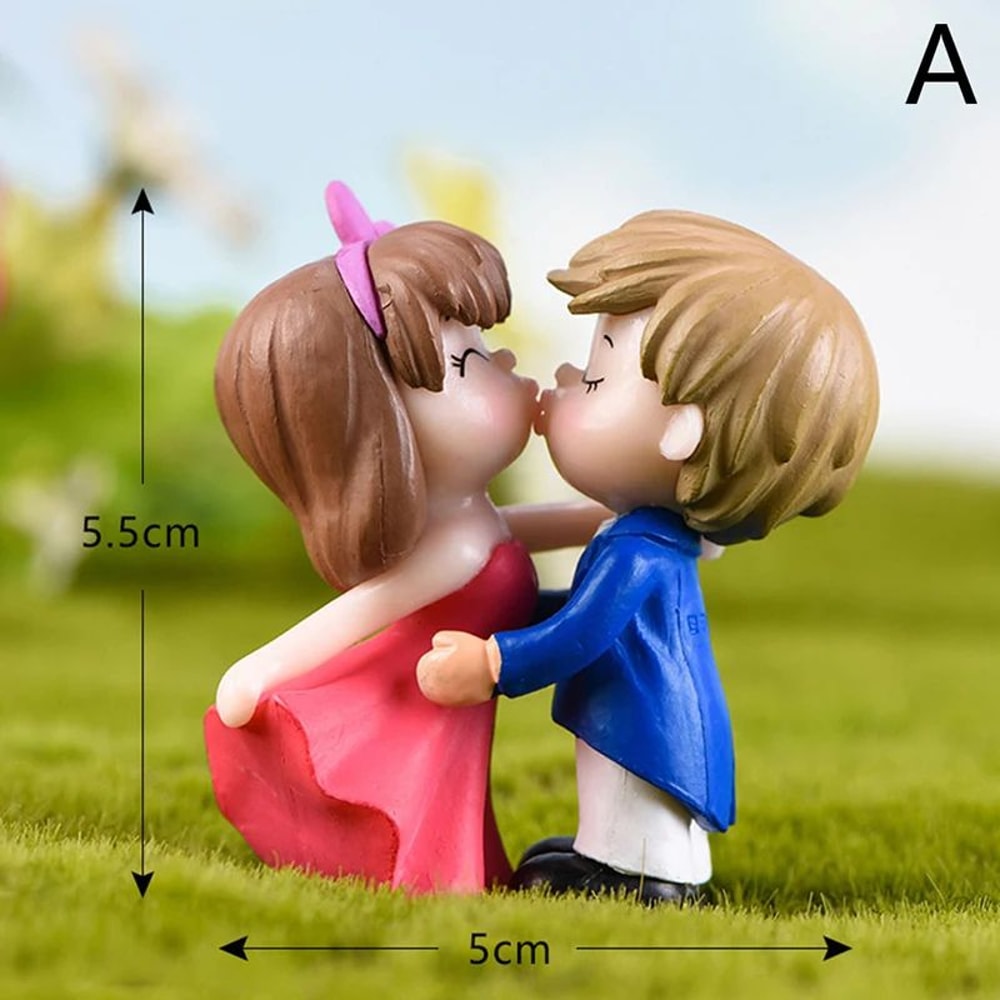 Mini Lovers Couple Garden Figurine Set Cute Chair Animal Miniatures For Fairy Garden Terrarium De 6
