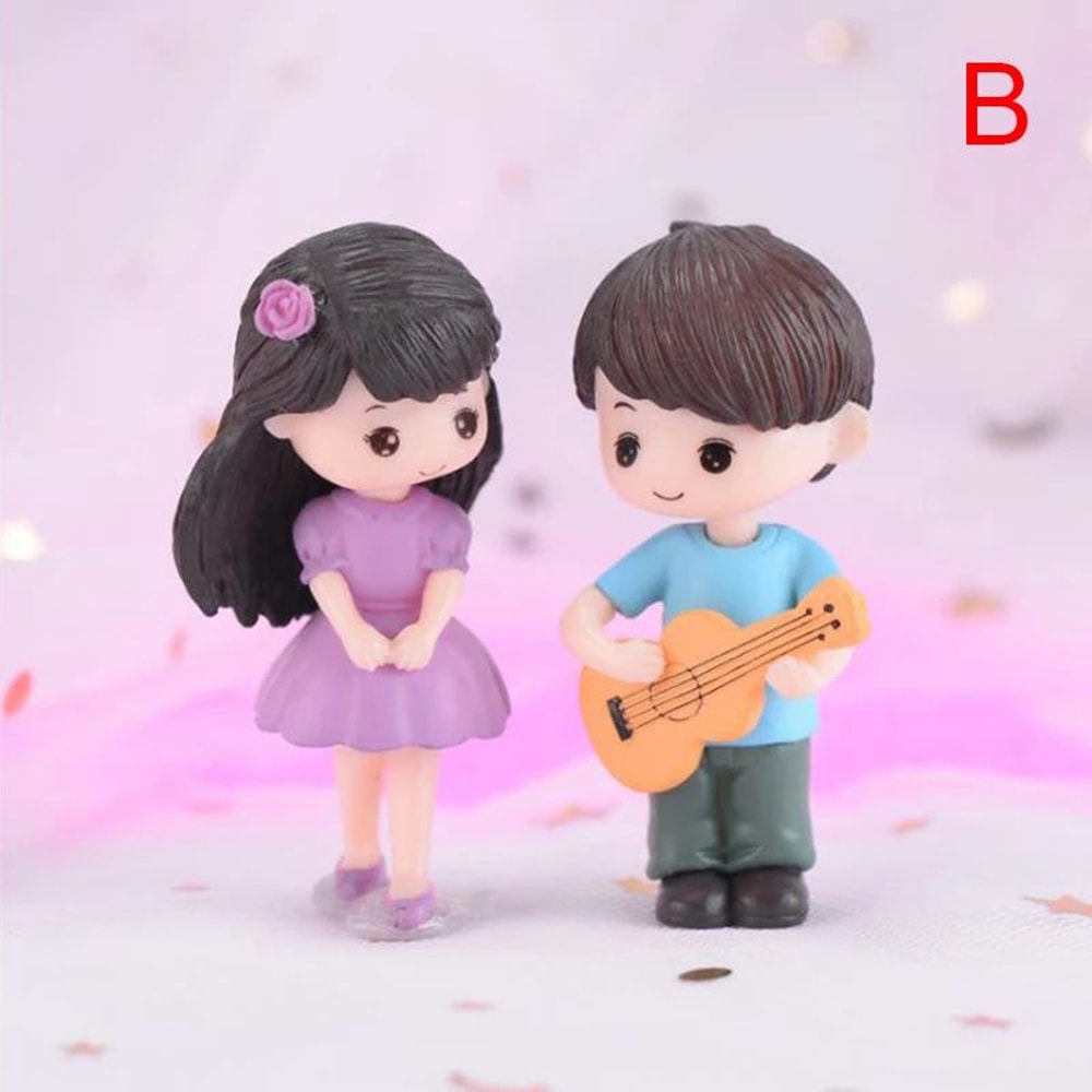 Mini Lovers Couple Garden Figurine Set Cute Chair Animal Miniatures For Fairy Garden Terrarium De 12