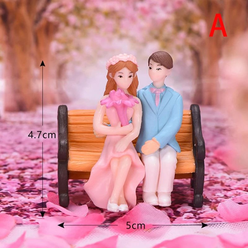Mini Lovers Couple Garden Figurine Set Cute Chair Animal Miniatures For Fairy Garden Terrarium De 18