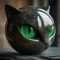 Luxury Black Cat Head Sculpture Marble Texture Resin Decor With Amber Eyes For Modern Home 0