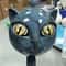 Luxury Black Cat Head Sculpture Marble Texture Resin Decor With Amber Eyes For Modern Home 2