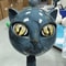 Luxury Black Cat Head Sculpture Marble Texture Resin Decor With Amber Eyes For Modern Home 2