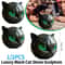 Luxury Black Cat Head Sculpture Marble Texture Resin Decor With Amber Eyes For Modern Home 4
