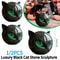 Luxury Black Cat Head Sculpture Marble Texture Resin Decor With Amber Eyes For Modern Home 4