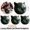 Luxury Black Cat Head Sculpture Marble Texture Resin Decor With Amber Eyes For Modern Home 5
