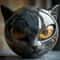 Luxury Black Cat Head Sculpture Marble Texture Resin Decor With Amber Eyes For Modern Home 9
