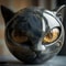 Luxury Black Cat Head Sculpture Marble Texture Resin Decor With Amber Eyes For Modern Home 9