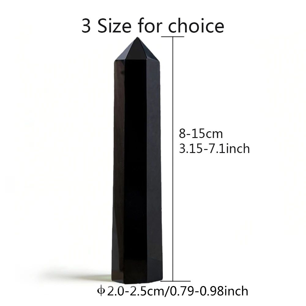 Natural Obsidian Crystal Point Tower Hexagonal Healing Wand For Feng Shui Energy Decor 5