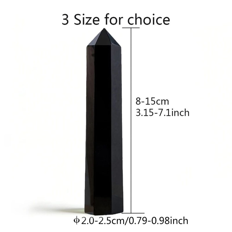 Natural Obsidian Crystal Point Tower Hexagonal Healing Wand For Feng Shui Energy Decor 5