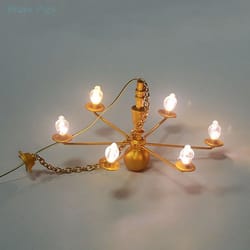 miniature led ceiling lamp chandelier – 3v dollhouse hanging light with warm glow & battery box
