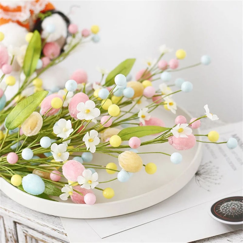 Festive Easter Egg Tree Branch Decor Decorative Faux Easter Stem For Vase DIY Arrangements 2