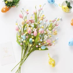 festive easter egg tree branch decor – decorative faux easter stem for vase & diy arrangements