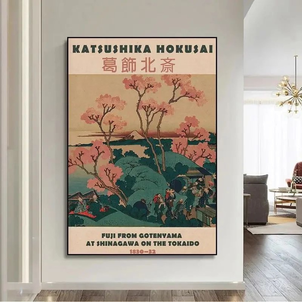 Vintage Japanese Goldfish Lotus Canvas Wall Art Retro Hokusai Ohara Koson Inspired Poster Print 10