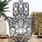 Elegant Black Hamsa Hand Evil Eye Desk Decor Wooden Good Luck Protection Ornament For Home Office 0