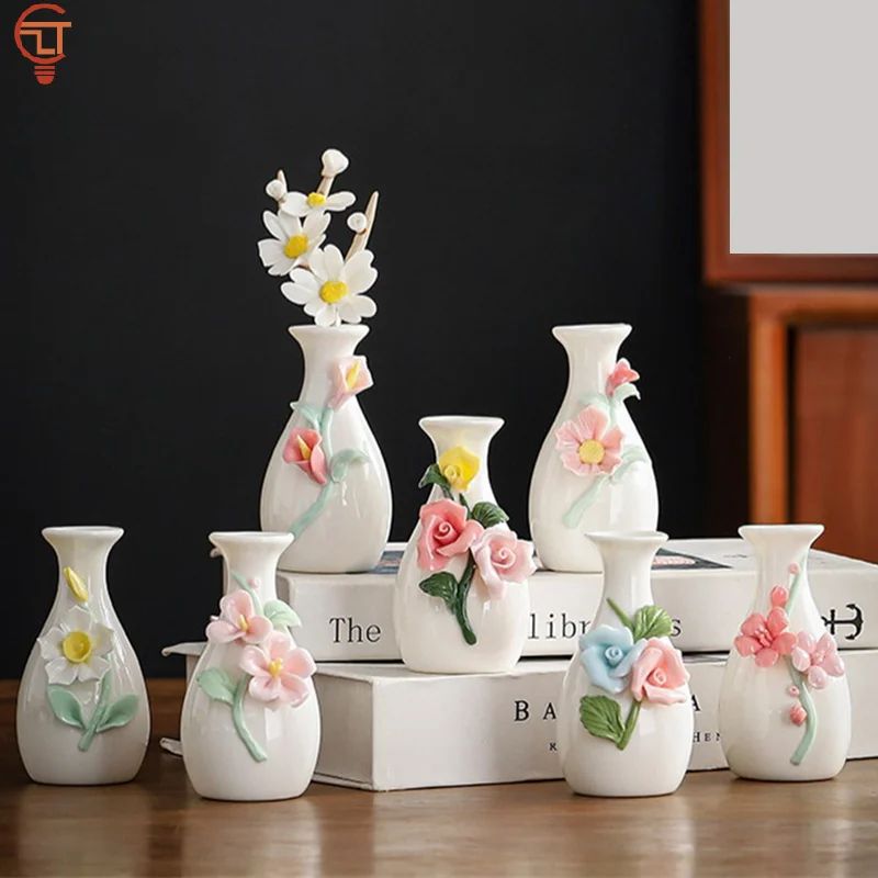 Vintage Chinese Ceramic Mini Vase Retro Toothpick Holder Cotton Swab Storage Jar Decor 1