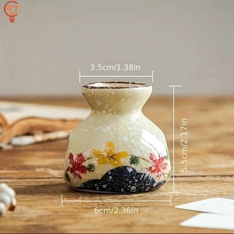 Vintage Chinese Ceramic Mini Vase Retro Toothpick Holder Cotton Swab Storage Jar Decor 4
