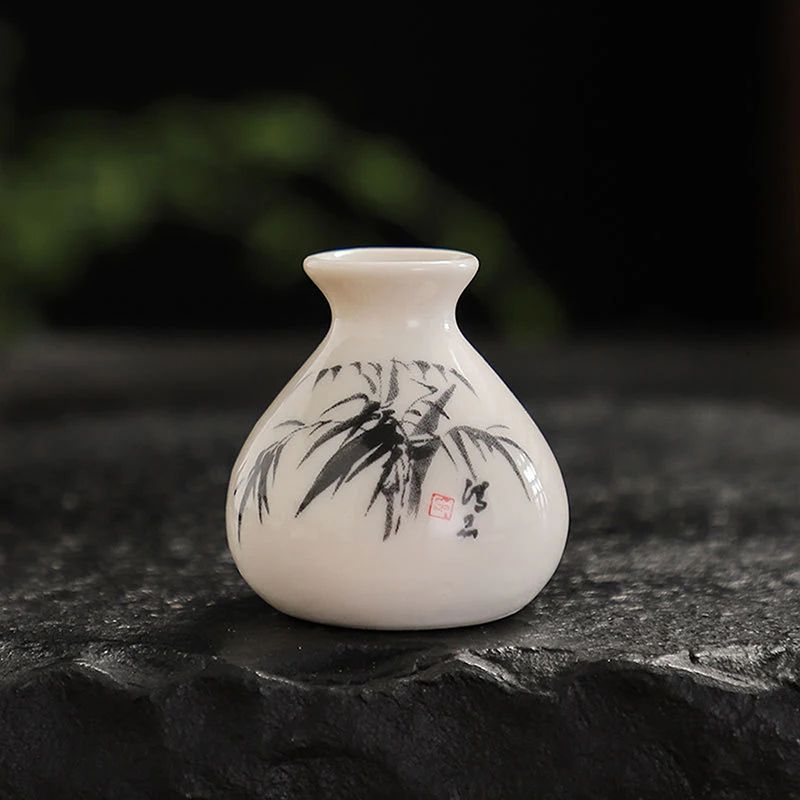 Vintage Chinese Ceramic Mini Vase Retro Toothpick Holder Cotton Swab Storage Jar Decor 11