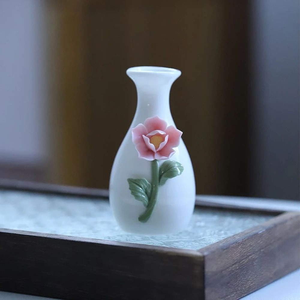 Vintage Chinese Ceramic Mini Vase Retro Toothpick Holder Cotton Swab Storage Jar Decor 19