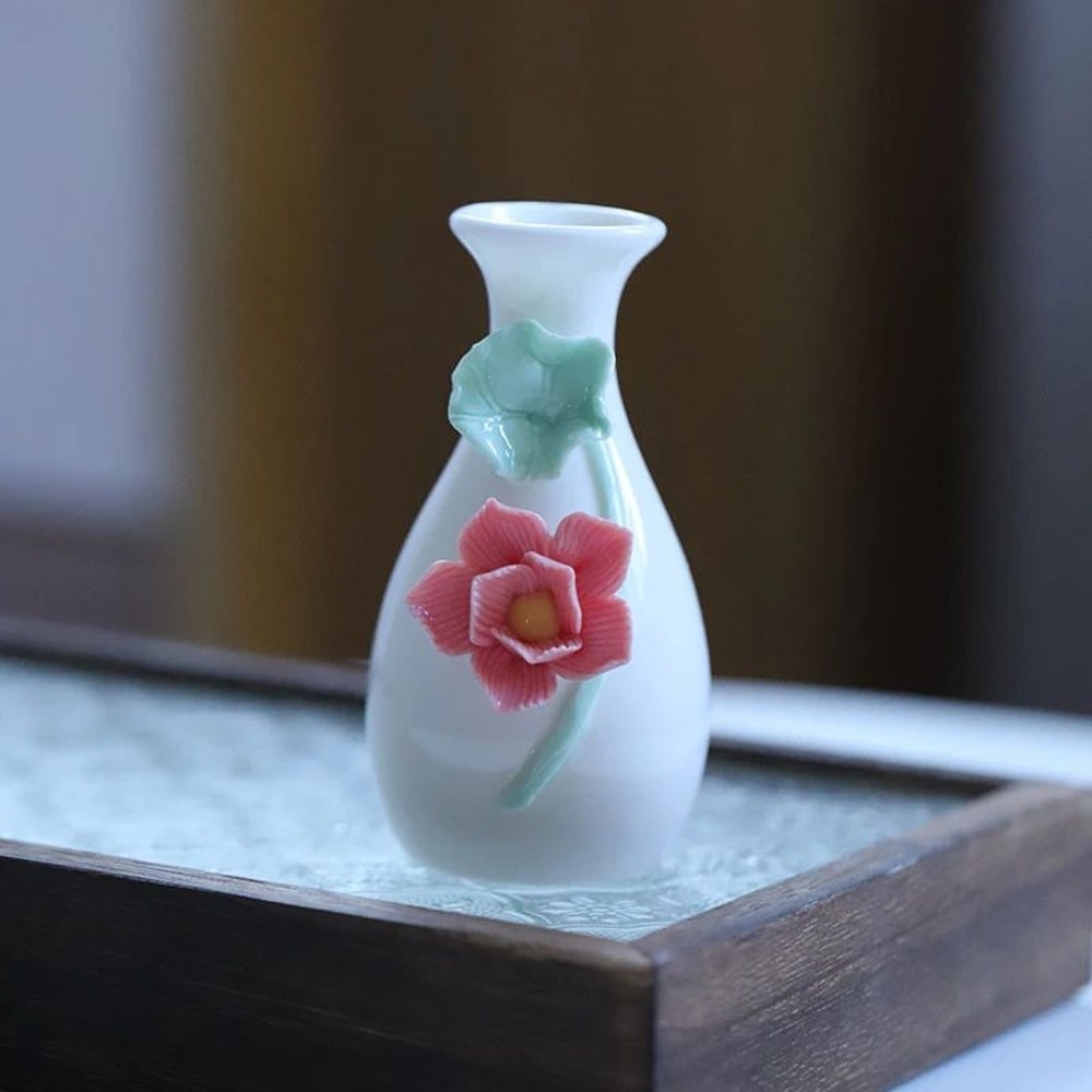 Vintage Chinese Ceramic Mini Vase Retro Toothpick Holder Cotton Swab Storage Jar Decor 21