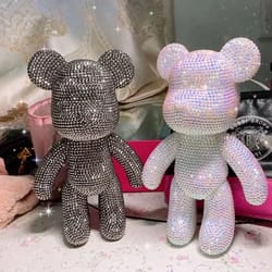 luxury rhinestone crystal bear figurine – diy glitter resin bear desk & home decoration