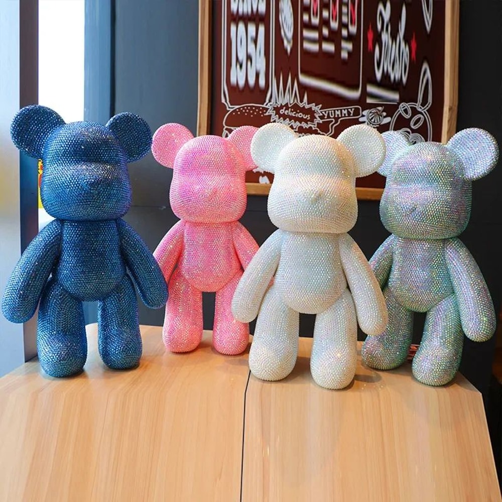 Luxury Rhinestone Crystal Bear Figurine DIY Glitter Resin Bear Desk Home Decoration 2